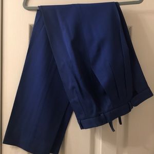 Ladies Blue Dress Pants with pleated front.